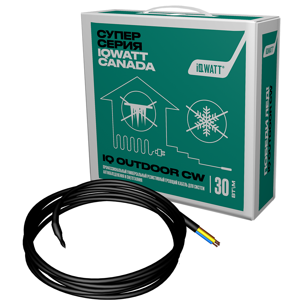 Греющий кабель для систем антиобледенения и снеготаяния IQ OUTDOOR CW 70м