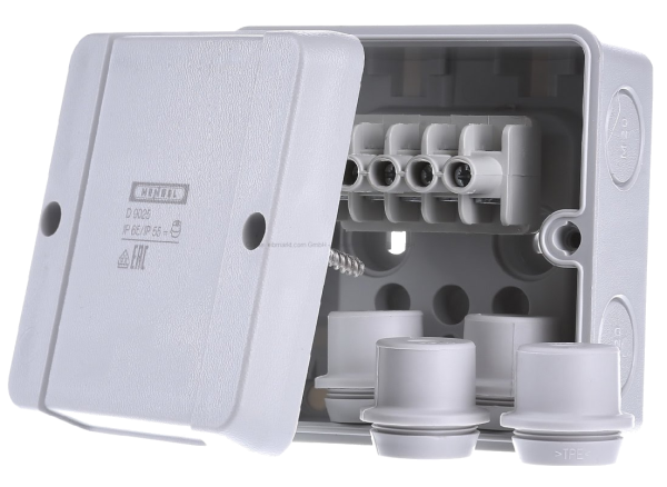 Hensel D 9045 распределительная коробка, 98х98х61мм IP55, 4 сальника ESM 32, клеммник DKL 04